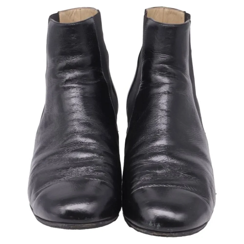 Chanel Chelsea Boots with Metallic Heel Trim in Black Leather